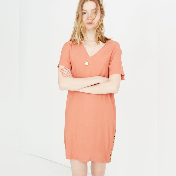 NEW Madewell Side-Button Easy Dress in Sweet Dahlia Women’s L Sheath/Shift Dress - Picture 1 of 13